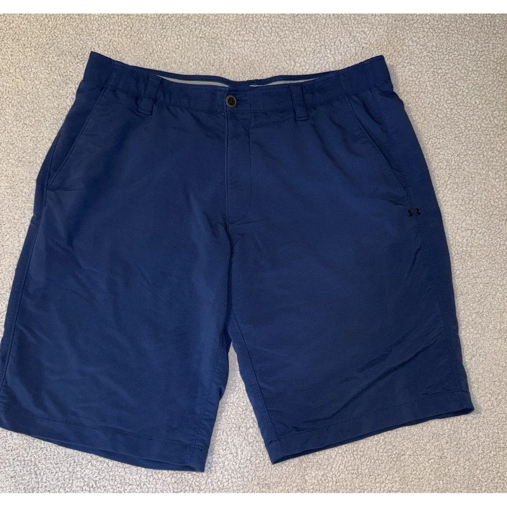 Under Armour The Match Play Shorts Blue Golf Stretch Loose Heat Gear Men 36